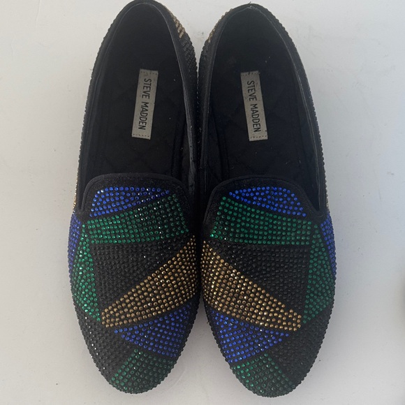Steve Madden Other - Steve Madden Black and Multicolor Rhinestone Loafers